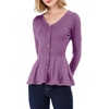 image:imageAllegra K Womens Peplum Sweater Ribbed V Neck Long Sleeve Knit Peplum TopsPurple