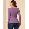 image:imageAllegra K Womens Peplum Sweater Ribbed V Neck Long Sleeve Knit Peplum TopsPurple