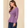 image:imageAllegra K Womens Peplum Sweater Ribbed V Neck Long Sleeve Knit Peplum TopsPurple