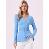 image:imageAllegra K Womens Peplum Sweater Ribbed V Neck Long Sleeve Knit Peplum TopsSky Blue