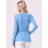 image:imageAllegra K Womens Peplum Sweater Ribbed V Neck Long Sleeve Knit Peplum TopsSky Blue
