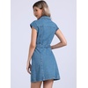 image:imageAllegra K Womens Summer Denim Dress Casual Cap Sleeve Belted Button Down V Neck Jean Shirt DressesLight Blue