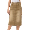image:imageAllegra K Casual Denim Skirt for Womens High Waist Split Back Pockets Midi Jean SkirtsCamel