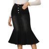 image:imageAllegra K Denim Skirt for Womens Washed High Waisted Fishtail Midi Jean SkirtsBlack