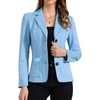 image:imageAllegra K Faux Suede Blazer for Women Lapel Collar Button Front Long Sleeve Jacket Casual Office WearBlue