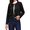image:imageAllegra K Faux Suede Jacket for Women Collarless Long Sleeve Trendy Outerwear Button Down Vintage Casual Cropped JacketsBlack
