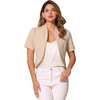 image:imageAllegra K Short Sleeve Blazers for Womens Business Casual Open Front Work Cropped Shrug JacketBeige