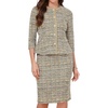 image:imageAllegra K Womens 2 Piece Skirt Sets 34 Sleeve Collarless Tweed Jacket Pencil Skirt Set Elegant Business Casual OutfitOrange
