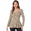 image:imageAllegra K Womens Animal Print Long Sleeve Ruffle Hem Scoop Neck Casual Peplum TopApricotleopard