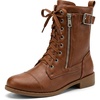 image:imageAllegra K Womens Ankle Booties Laceup with Side Zipper Combat BootsBrown
