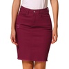 image:imageAllegra K Womens Basic Distressed High Waist Ripped Hem Washed Jeans Denim SkirtDeep Red
