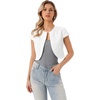 image:imageAllegra K Womens Denim Jacket Short Sleeve Jean Jacket Slim Fit Summer Outfits Casual Cropped JacketWhite