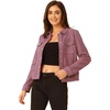 image:imageAllegra K Womens Faux Suede TurnDown Collar Shacket Flap Pockets Snap Button Western JacketPink Purple