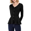 image:imageAllegra K Womens Peplum Sweater Ribbed V Neck Long Sleeve Knit Peplum TopsBlack