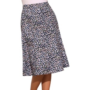 image:imageAllegra K Floral Skirt for Womens Elastic Waist ALine Midi SkirtsFloral Dark Blue