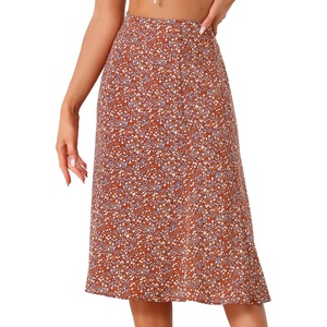 image:imageAllegra K Floral Skirt for Womens Elastic Waist ALine Midi SkirtsRed