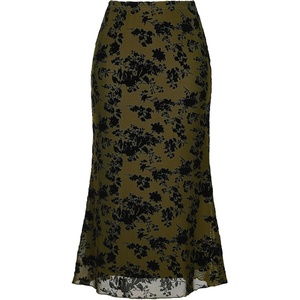 image:imageAllegra K Mesh Fishtail Skirt for Women Floral High Waist 2026 Spring Summer Bodycon Y2K Mermaid Midi SkirtsOlive Green