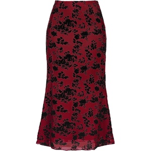 image:imageAllegra K Mesh Fishtail Skirt for Women Floral High Waist 2026 Spring Summer Bodycon Y2K Mermaid Midi SkirtsRed
