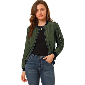 image:imageAllegra K Womens Bomber Jacket Zip Up Windbreaker Casual Lightweight Coats with PocketsDark Green