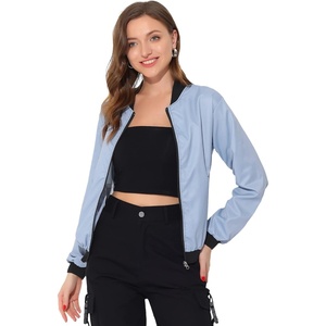 image:imageAllegra K Womens Bomber Jacket Zip Up Windbreaker Casual Lightweight Coats with PocketsLight Blue