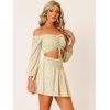 image:imageAllegra K 2 Piece Outfits for Womens Floral Off Shoulder Crop Top and Mini Skirt