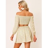 image:imageAllegra K 2 Piece Outfits for Womens Floral Off Shoulder Crop Top and Mini Skirt