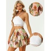 image:imageAllegra K 2 Piece Outfits for Womens Halter Lace Crop Top with Tropical Mini Skirt Set