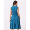 image:imageAllegra K Boho Sleeveless Dress for Womens Lace Trim Beach Tiered V Neck Midi Sundress