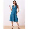 image:imageAllegra K Boho Sleeveless Dress for Womens Lace Trim Beach Tiered V Neck Midi Sundress