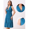 image:imageAllegra K Boho Sleeveless Dress for Womens Lace Trim Beach Tiered V Neck Midi Sundress