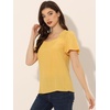 image:imageAllegra K Casual Peasant Blouse for Womens Smocked Square Neck Ruffle Sleeves Top