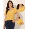 image:imageAllegra K Casual Peasant Blouse for Womens Smocked Square Neck Ruffle Sleeves Top