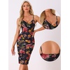 image:imageAllegra K Floral Cami Dress for Womens Ruched Mesh Side Slit Summer Bodycon Dresses