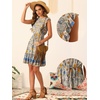 image:imageAllegra K Floral Dress for Womens Round Neck Ruffle Sleeveless Boho Dress
