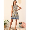 image:imageAllegra K Floral Dress for Womens Round Neck Ruffle Sleeveless Boho Dress