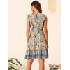 image:imageAllegra K Floral Dress for Womens Round Neck Ruffle Sleeveless Boho Dress