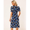 image:imageAllegra K Floral Dress for Womens Square Neck Ruched Puff Sleeve Split Midi Dresses