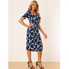 image:imageAllegra K Floral Dress for Womens Square Neck Ruched Puff Sleeve Split Midi Dresses