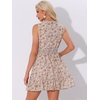 image:imageAllegra K Floral Dresses for Womens Sleeveless V Neck Sleeveless Smocked Waist Ruffle Mini Dress
