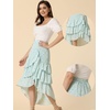 image:imageAllegra K Floral Maxi Skirts for Womens Elastic Waist Layered Ruffle High Low Hem Long Skirt