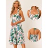 image:imageAllegra K Halter Neck Sundress for Womens St Patricks Day 2023 Smocked Backless Flowy Floral Tiered Dress