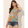 image:imageAllegra K Tropical Summer Tops for Womens Short Sleeve V Neck T Shirts Printed Blouse