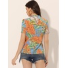 image:imageAllegra K Tropical Summer Tops for Womens Short Sleeve V Neck T Shirts Printed Blouse