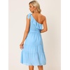 image:imageAllegra K Womens 2023 Summer Beach Party Dress Ruffled Flowy Tiered Chiffon Sleeveless One Shoulder Dresses