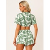 image:imageAllegra K Womens Boho 2 Piece Tropical Outfits Summer Beach Short Sleeve Knot Front Bandeau Crop Top with Shorts Set