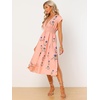 image:imageAllegra K Womens Deep V Neck Boho Floral Smocked Waist Midi Dress