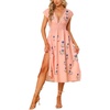 image:imageAllegra K Womens Deep V Neck Boho Floral Smocked Waist Midi Dress