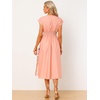 image:imageAllegra K Womens Deep V Neck Boho Floral Smocked Waist Midi Dress