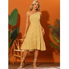 image:imageAllegra K Womens Floral Summer Dresses One Shoulder Sleeveless Ruffle Hem Flowy Smocked Boho Midi Dress