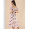 image:imageAllegra K Womens Square Neck Puff Sleeves Casual Midi Smocked Floral Dress